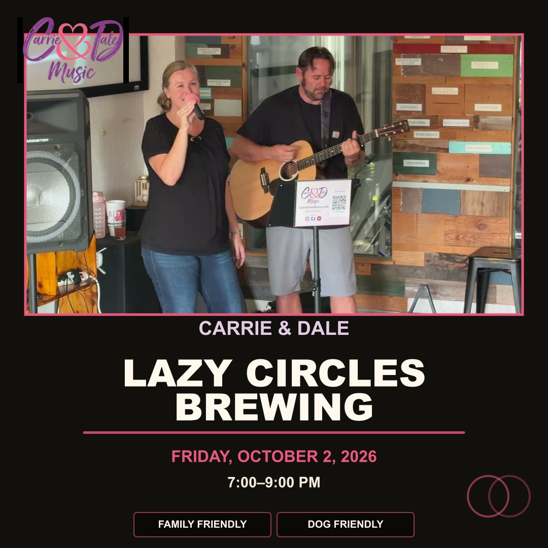 Carrie & Dale at Lazy Circles Brewing event artwork
